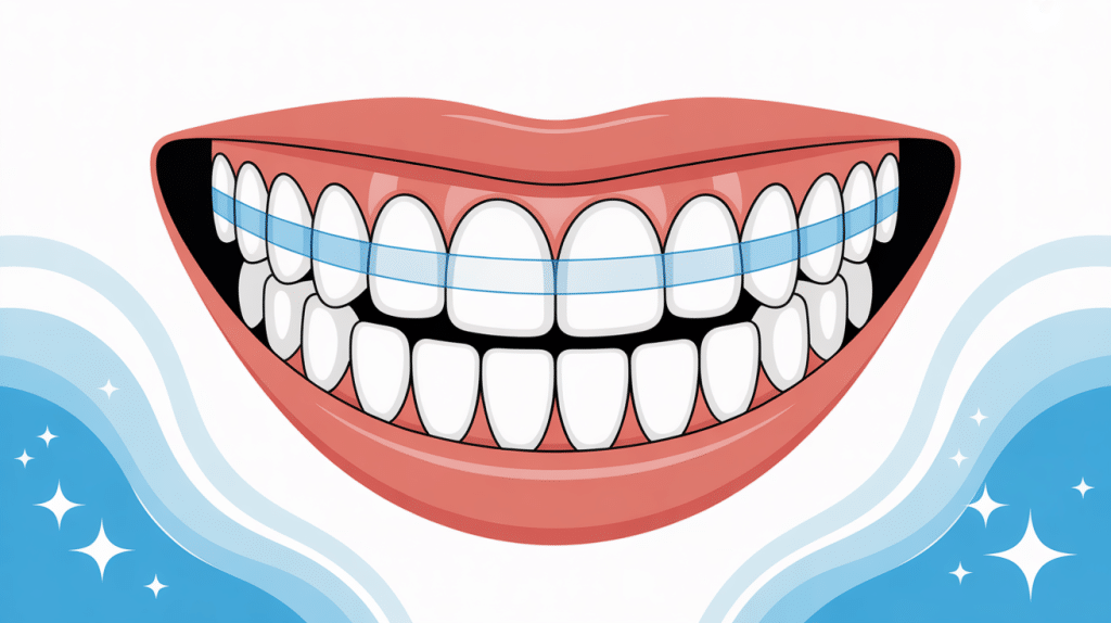 Image centrale illustrant bandes de blanchiment des dents avis