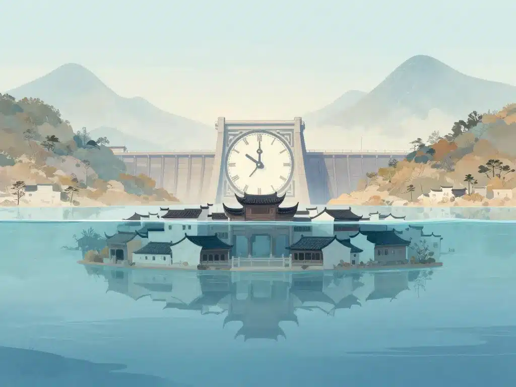 barrage de Castillon village sous lac horloge patrimoine