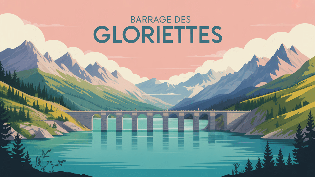 barrage des gloriettes lac turquoise et montagnes