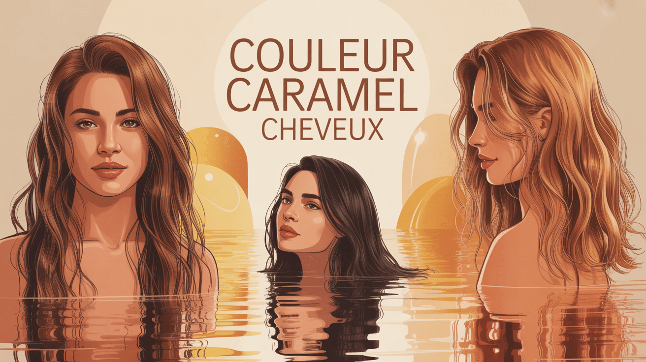 caramel couleur cheveux illustration reflets dorés et miellés