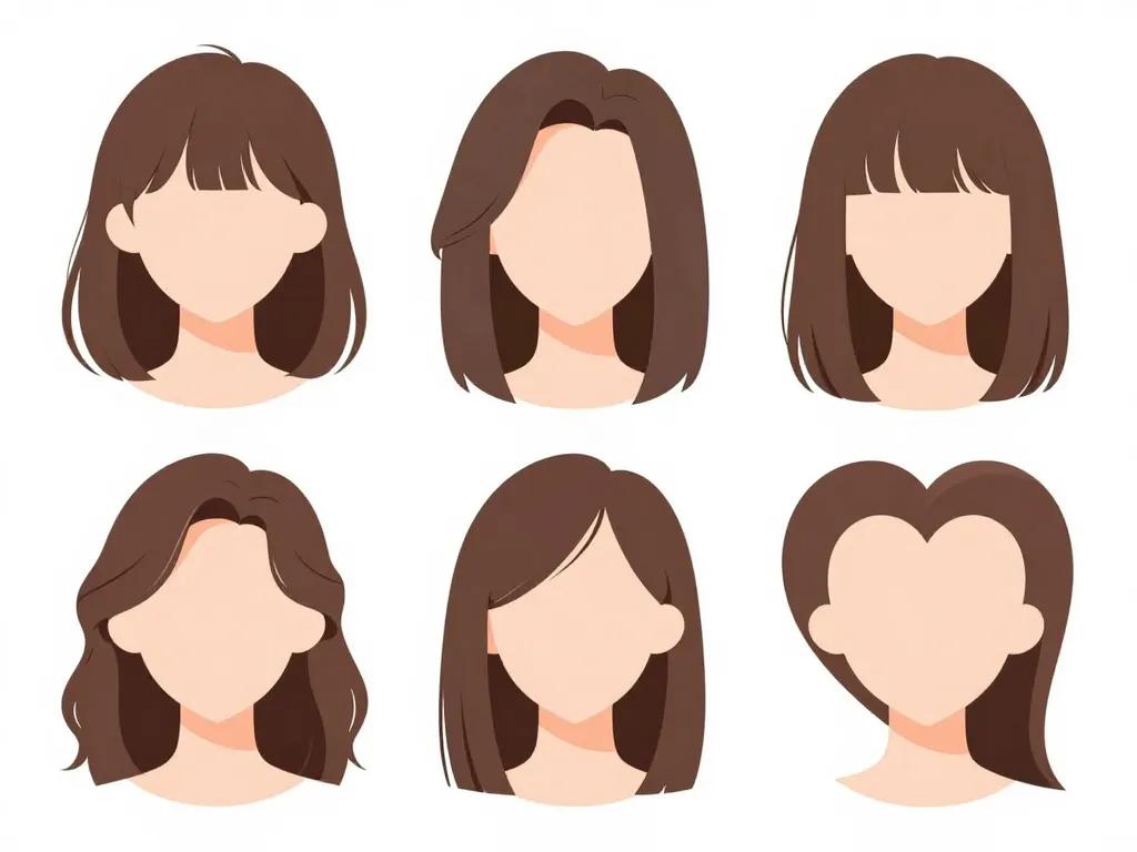 Diagramme adaptation coupe cheveux mi long dégradé effilé avec frange 60 ans morphologie