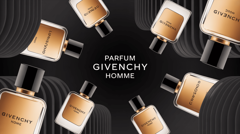 givenchy parfum homme flacons illustration vectorielle élégante