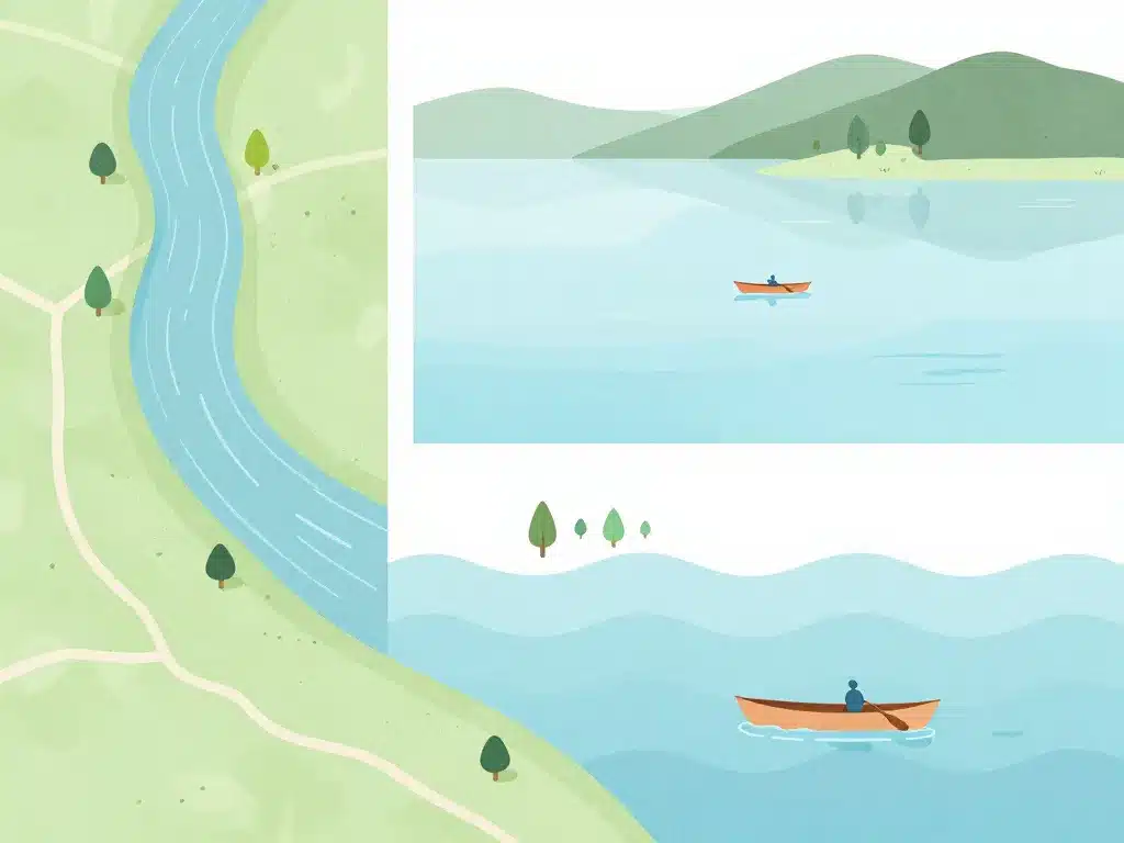 où faire du canoë autour de moi comparaison rivière lac mer