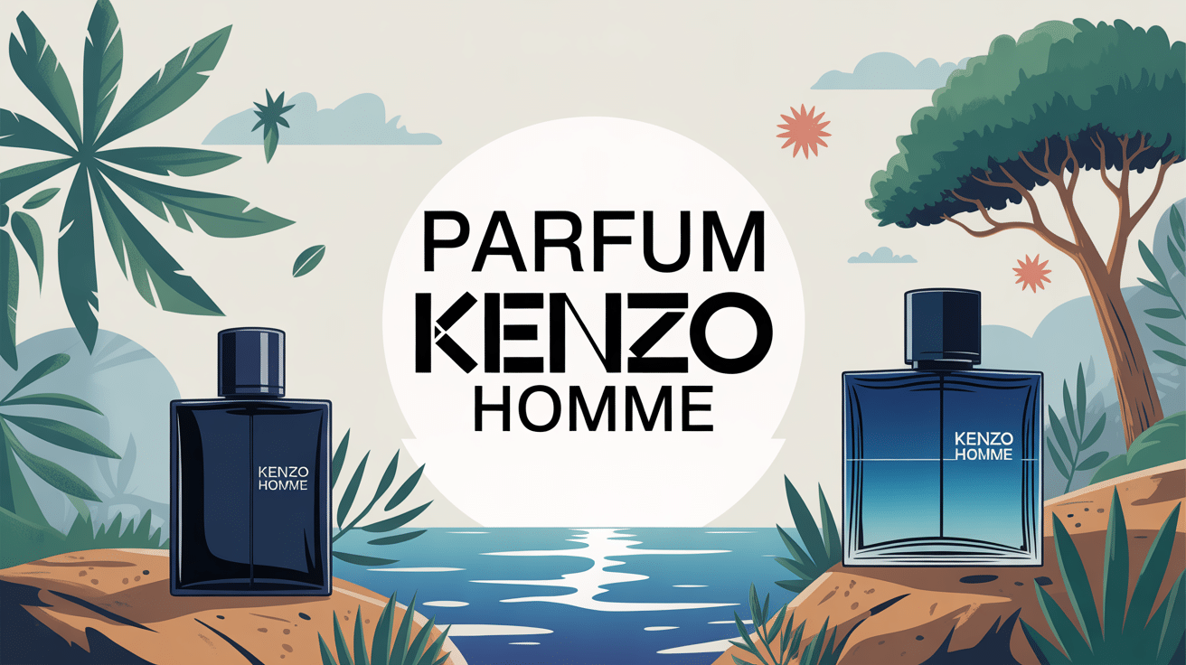 Univers parfum Kenzo homme illustration nature élégance