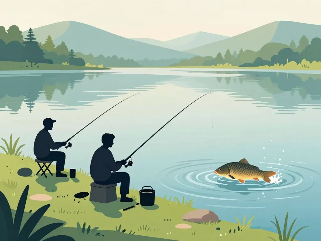 pêcheur carpe au lac du vieux pigeonnier