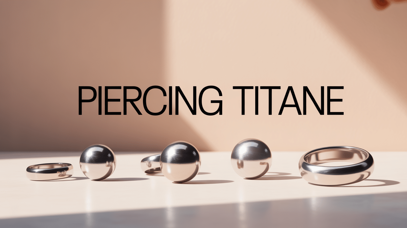 illustration bijoux piercing titane sur surface claire