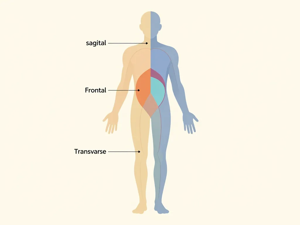Schéma des plans sagittal, frontal et transversal du plan anatomique du corps humain