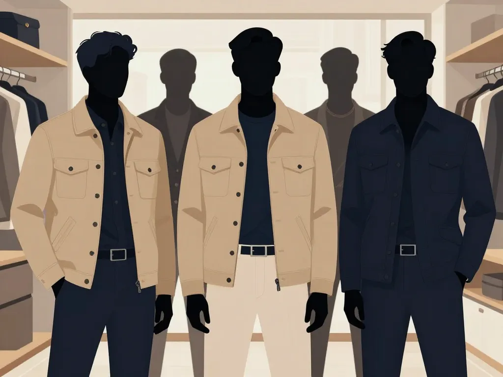 Saharienne homme poches ceinture silhouettes illustration