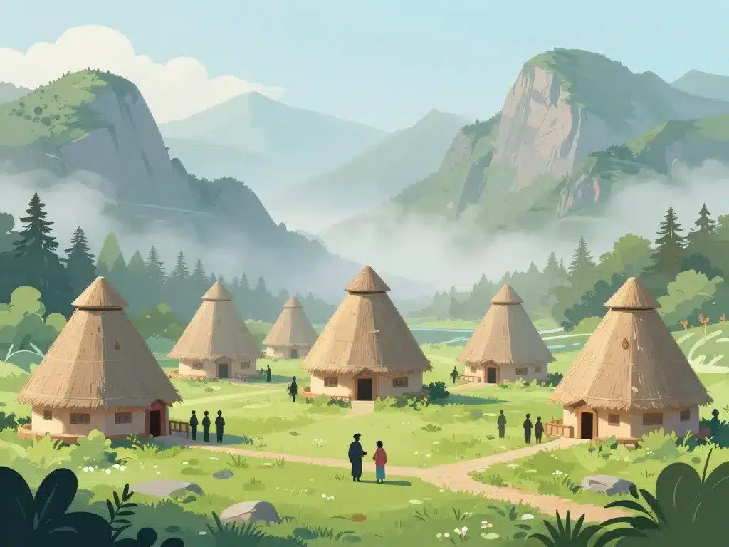 wae rebo visiteurs maisons coniques matin