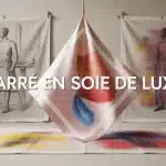 Carré en soie de luxe, foulard d’artiste premium.