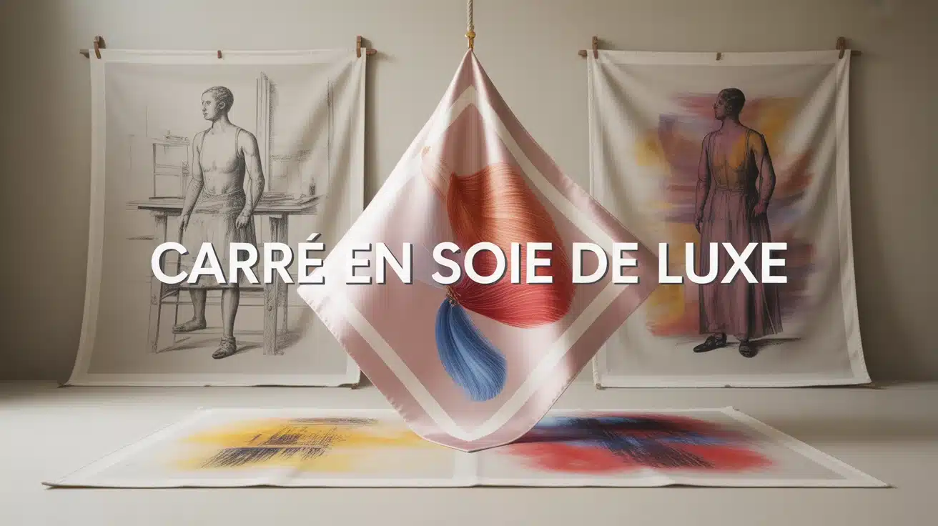 Carré en soie de luxe, foulard d’artiste premium.