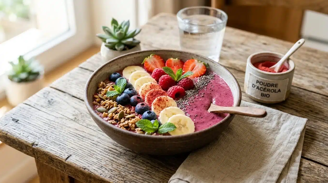 Smoothie revitalisant à la poudre d'acérola