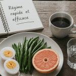 assiette régime rapide et efficace œufs haricots verts pamplemousse