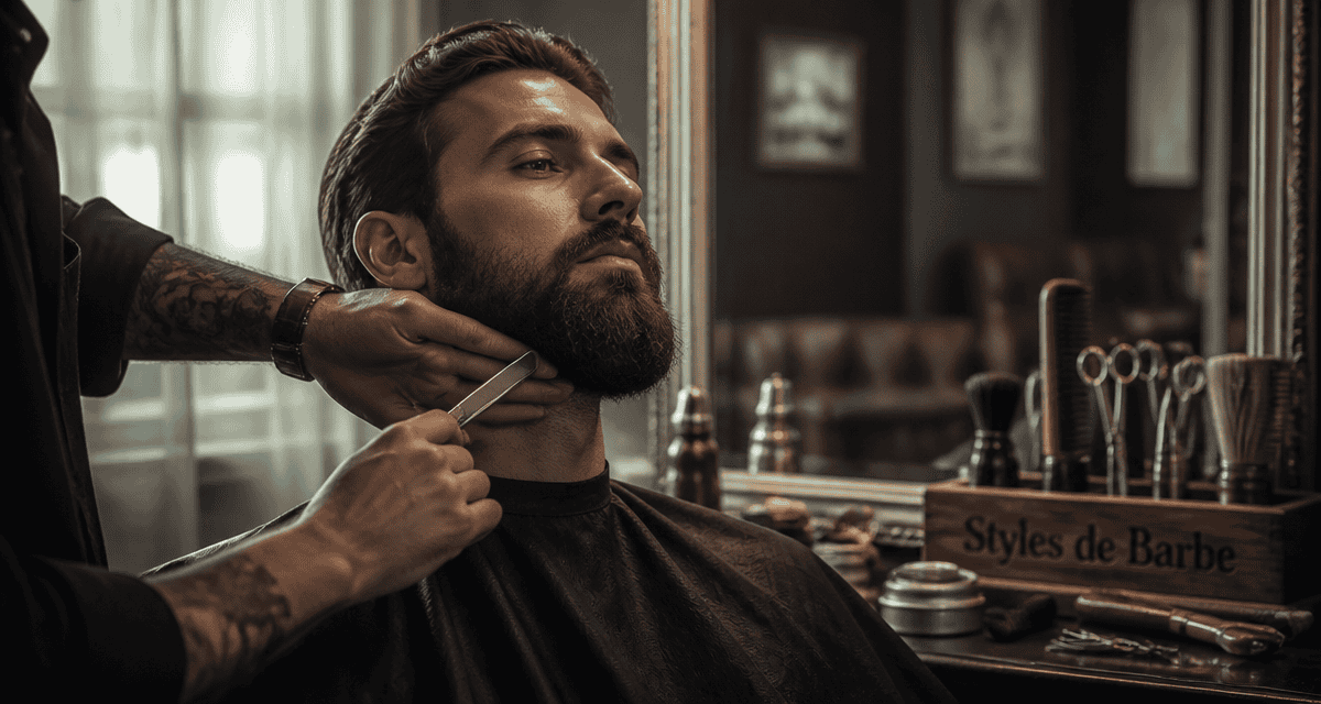 Barbe style homme devant miroir