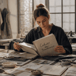 cahier de tendance sur table en studio lumineux