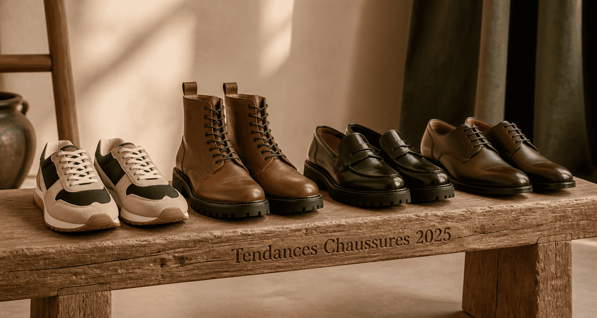 Chaussure homme tendance 2025 quatre modèles alignés