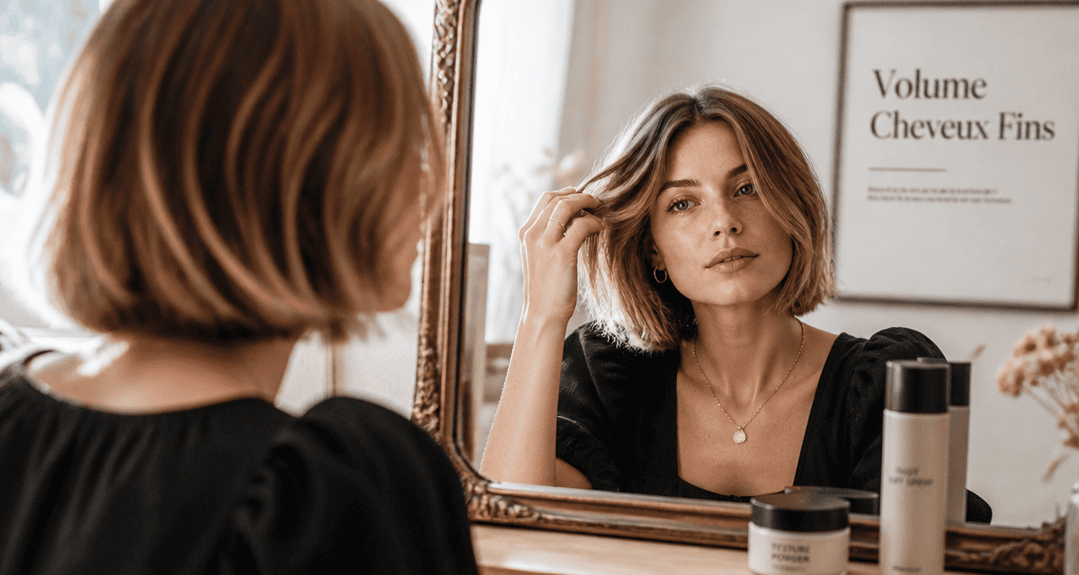 coiffure cheveux fins carré dégradé volumineux devant miroir