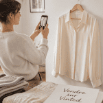comment bien vendre sur vinted, femme photographie un vêtement