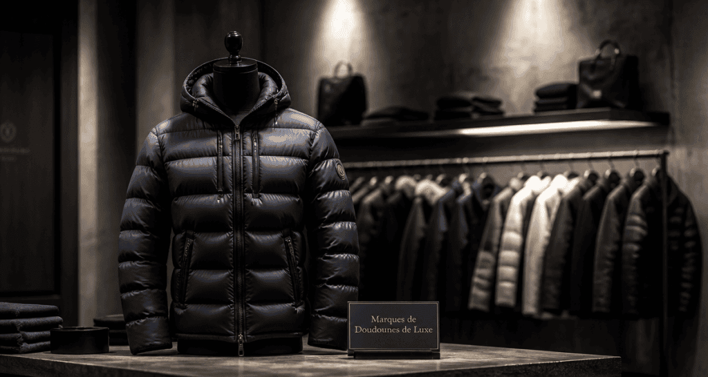 marque de doudoune de luxe sur mannequin