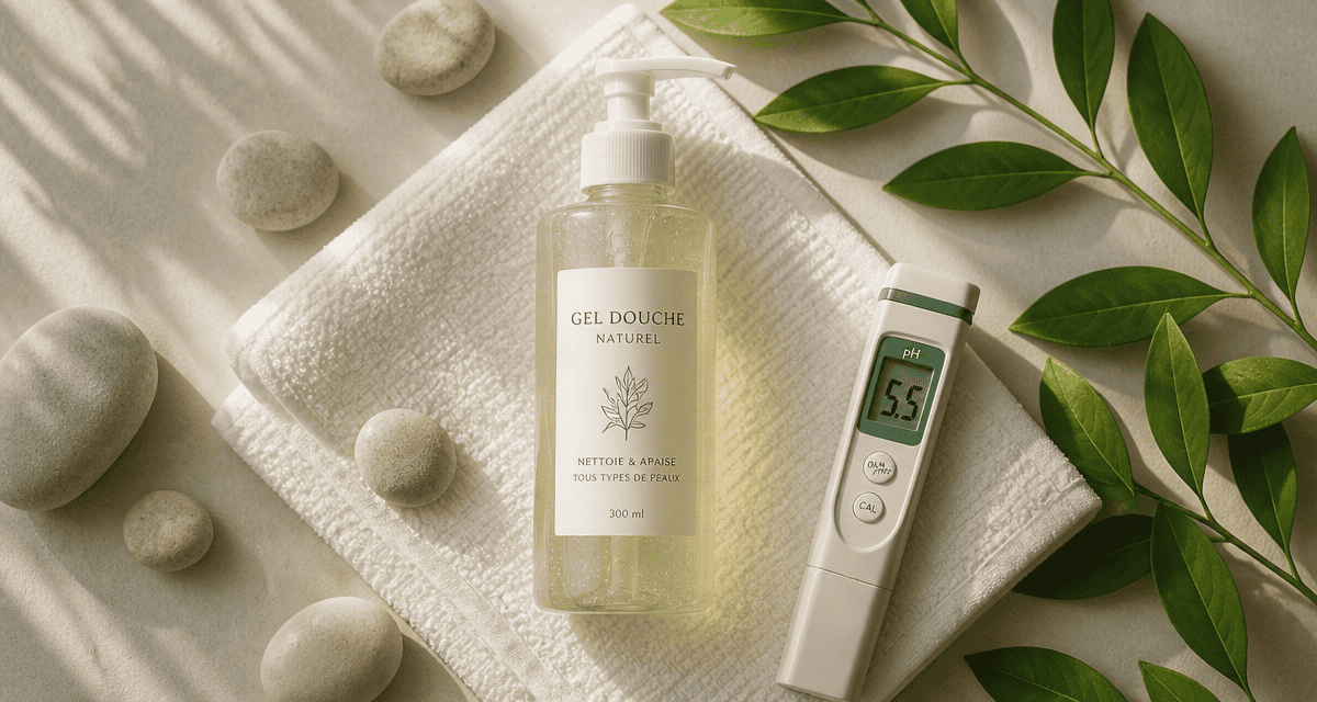 meilleur gel douche ph neutre flacon sur serviette