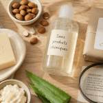 meilleur gel douche sans produits chimiques sur table bois avec ingrédients naturels