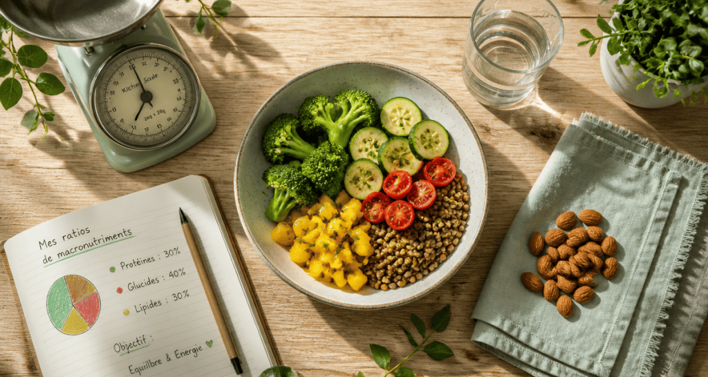 nutrition perdre du poids assiette légumes balance carnet
