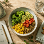 nutrition perdre du poids assiette légumes balance carnet