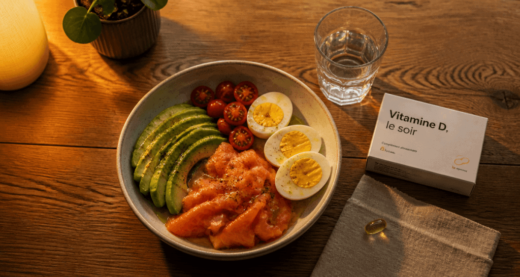 pourquoi prendre la vitamine d le soir assiette repas gélule