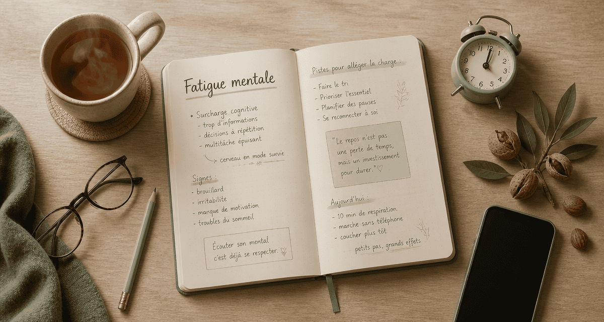 retrouver de l energie mentale carnet et tasse