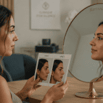 rhinoplastie avant et apres femme profil miroir