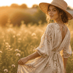 tenue champetre femme robe lin prairie fleurs