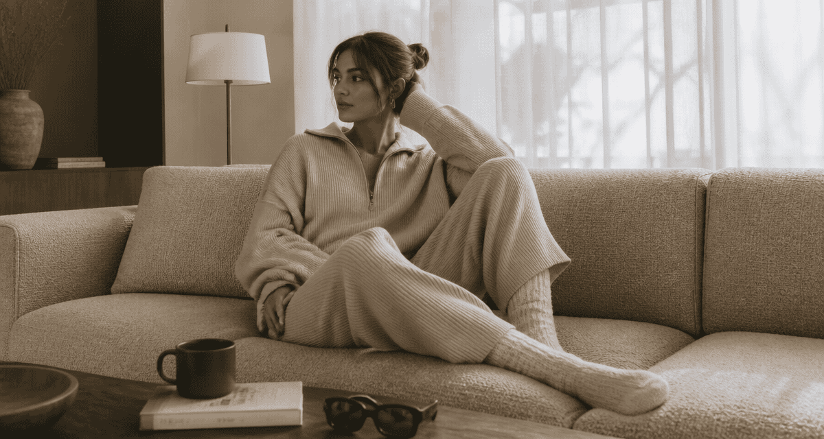 tenue chill femme ensemble maille canapé