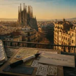 Barcelone quand partir : vue dorée sur la Sagrada Família depuis la terrasse
