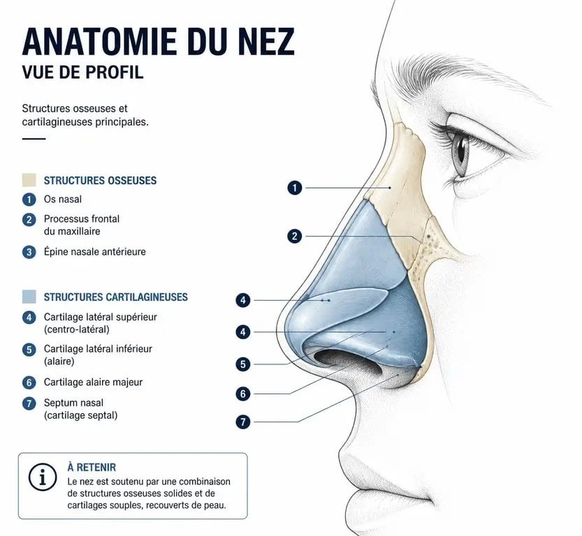 Schéma anatomique simplifié pour comprendre la chirurgie du nez et la rhinoplastie