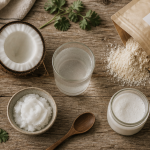 Les bienfaits de la noix coco sur une table