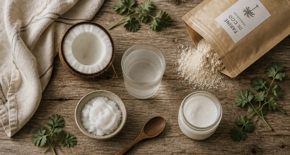 Les bienfaits de la noix coco sur une table