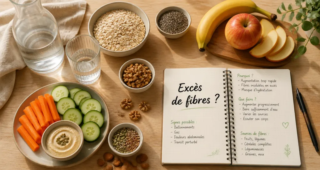 manger trop de fibres aliments sur table