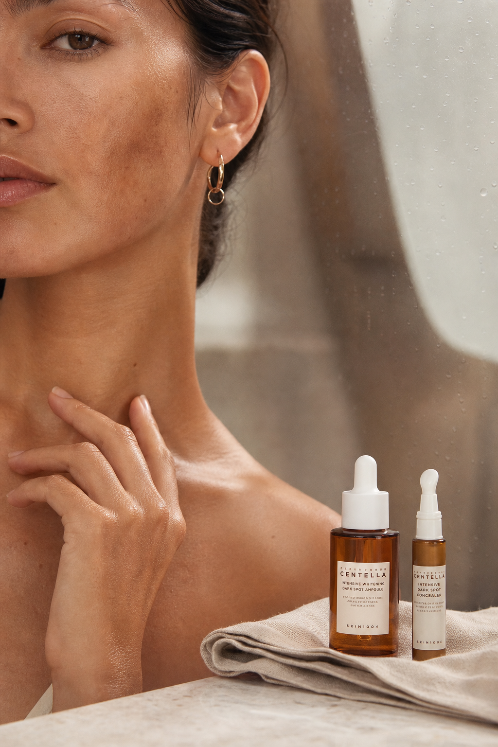 Meilleur correcteur tache brune : peau avec taches brunes et sérum ambré