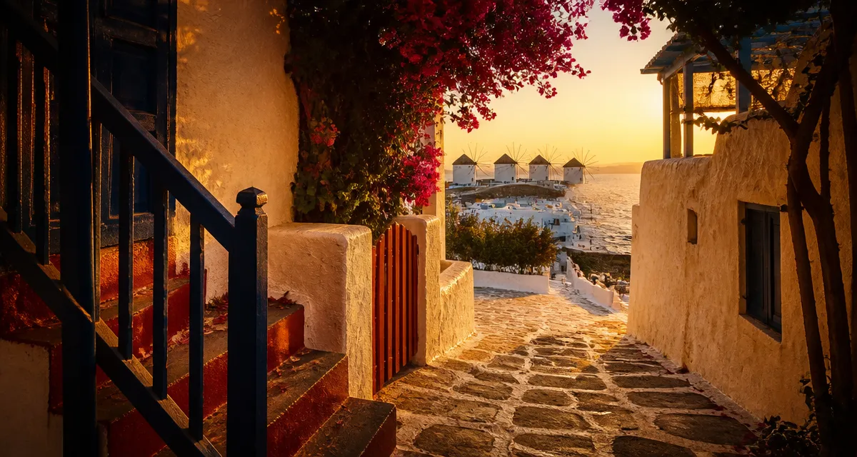 Que faire à Mykonos : coucher de soleil et ruelles de Chora, moulins de Kato Mili