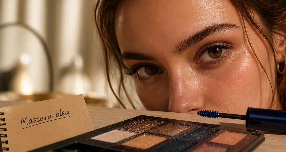 Quelle couleur de mascara pour yeux marrons : mascara bleu sur yeux marron