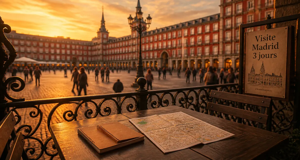 Visite madrid 3 jours : Plaza Mayor au golden hour