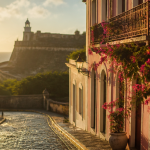 visiter porto rico ruelle pavée coucher de soleil