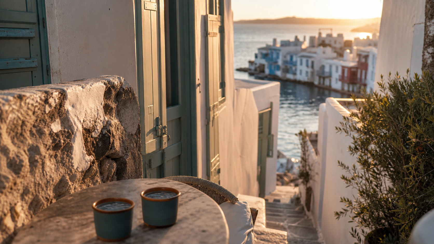 Activité mykonos : ruelle de Chora vers Little Venice au coucher du soleil