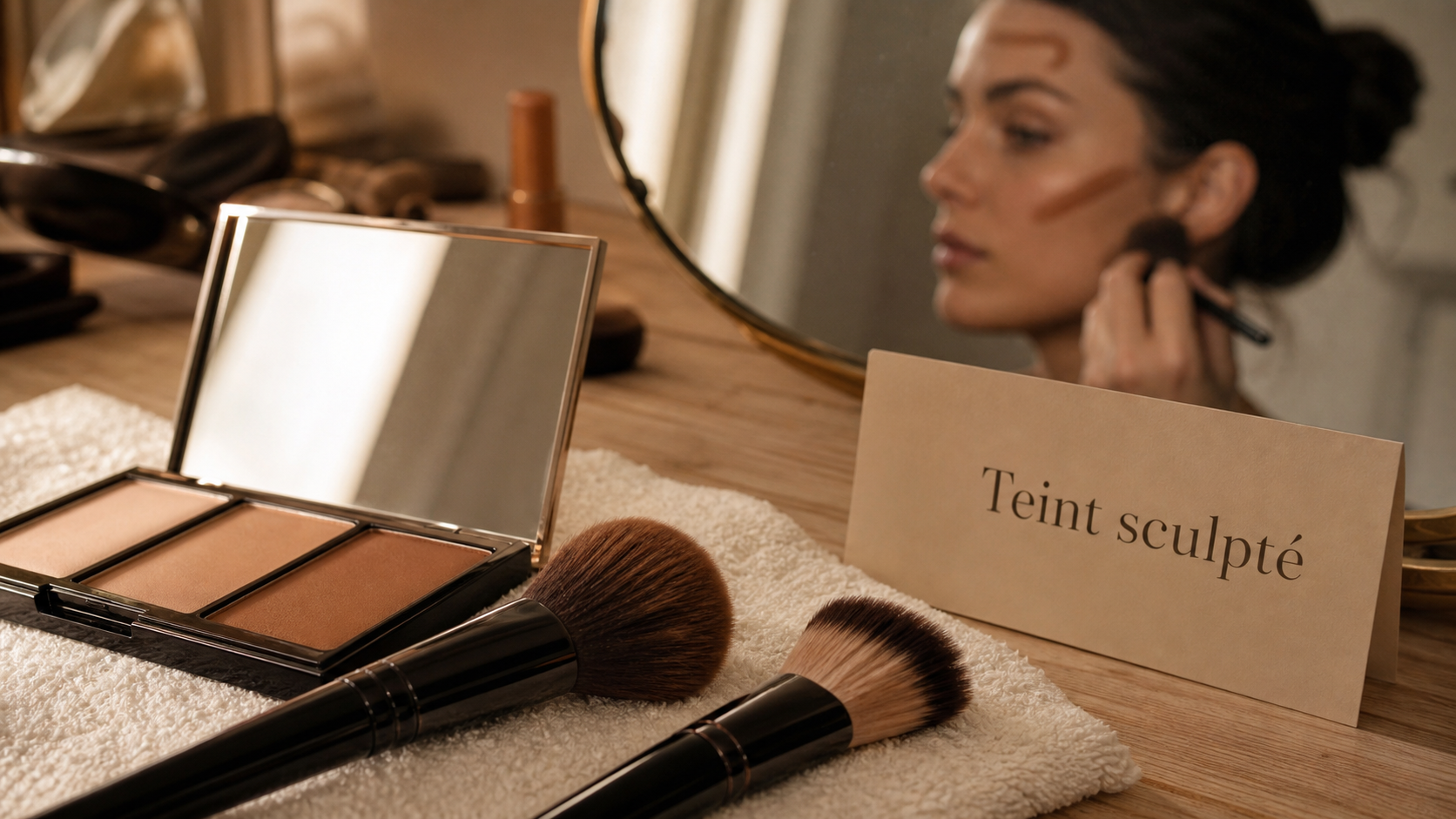 Appliquer bronzer et blush : teint sculpté naturel, palette et pinceaux