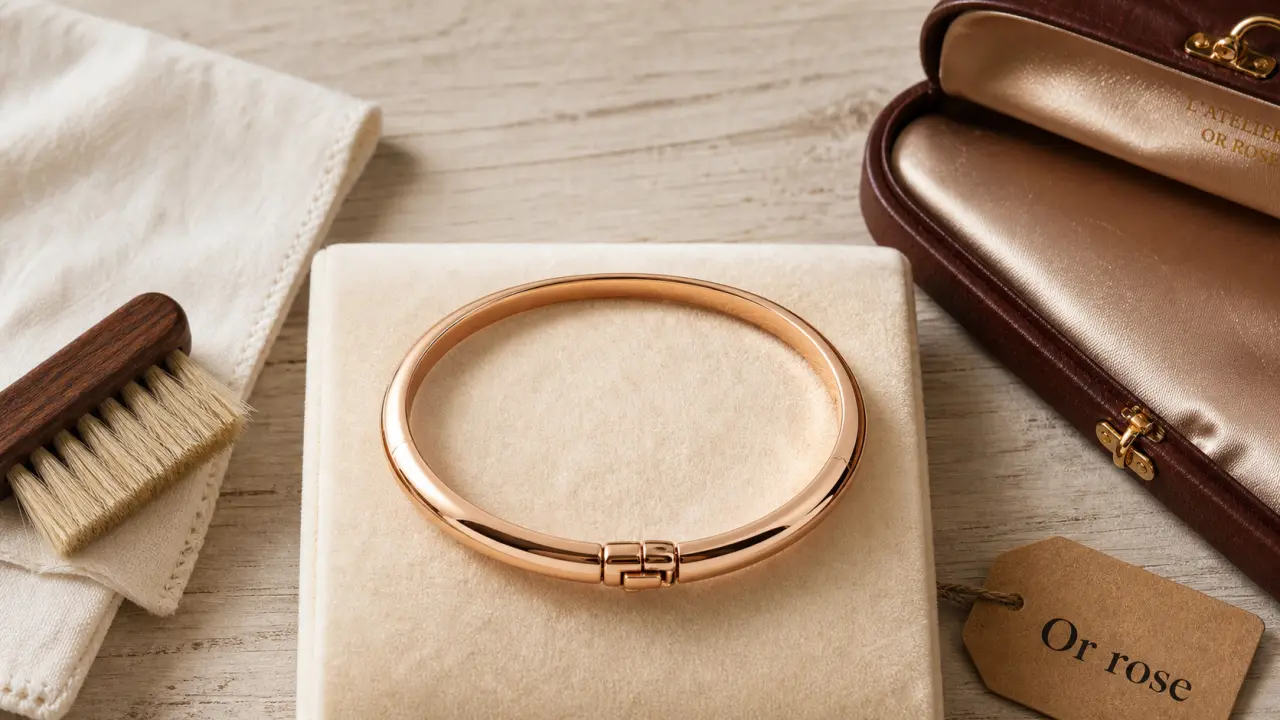 Bracelet rose or en or rose 18 carats, fermoir visible
