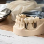 Bridge sur implant fixe : 3 dents sur 2 implants
