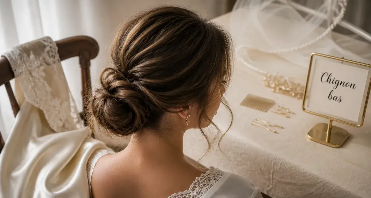 Chignon bas mariage flou romantique