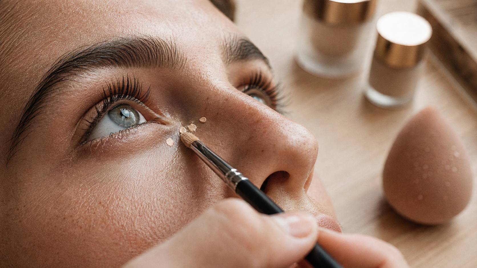Comment appliquer anti cernes : points au coin interne, regard frais