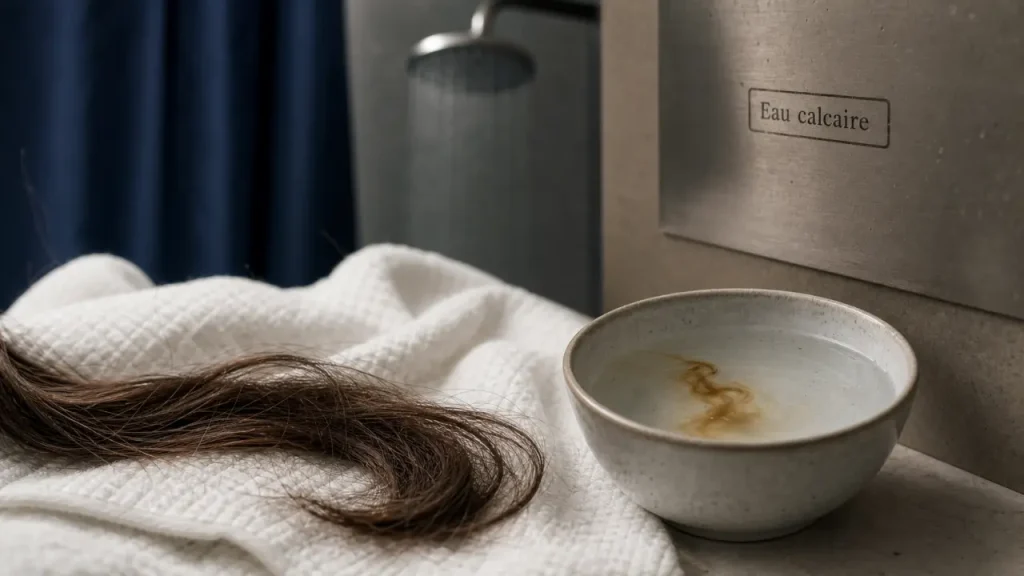 Eau calcaire et cheveux : 3 méthodes pour stopper la cristallisation et retrouver de la brillance