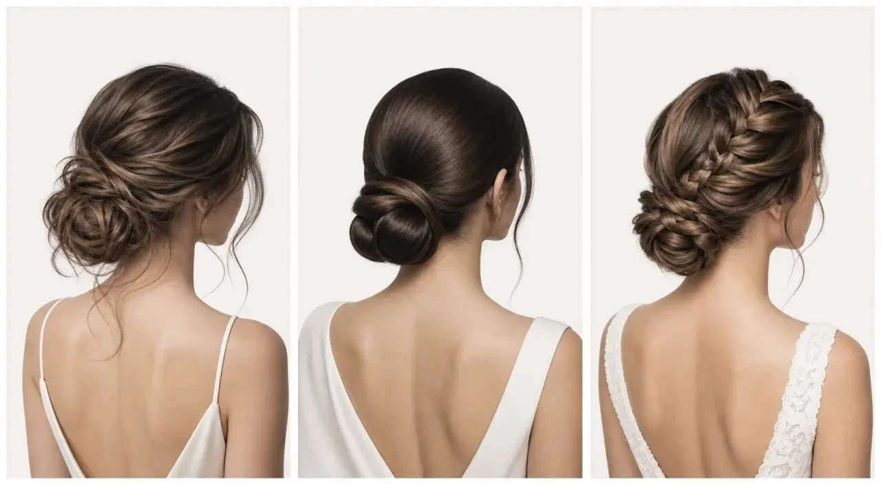 Chignon bas mariage en trois styles : romantique, structuré et tressé